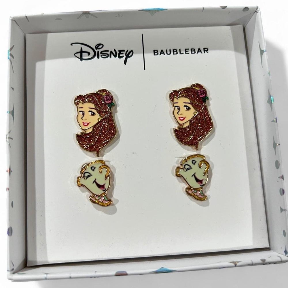 Disney x BaubleBar Belle Chip Earrings Beauty and the Beast Jewelry NIB NWT Gift
